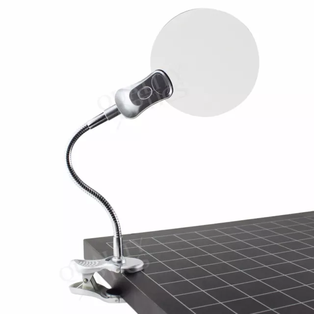 Illuminated Magnifier Led Lighted Light Clamp Clip On Table Desk Bench Portable