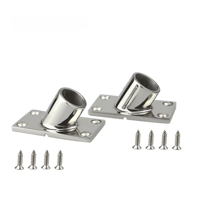 Base De Rambarde Rectangulaire Inox 316 Pour Yacht – Compatible Tubes 22mm Et 25mm