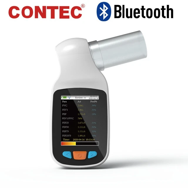 Handheld Color LCD Spirometer Lung Volume Pulmonary Function FVC Bluetooth SP70B
