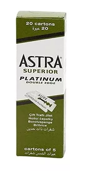 100x Lame da Barba per Rasoio di Sicurezza, Doppio Filo, Astra Superior Platinum