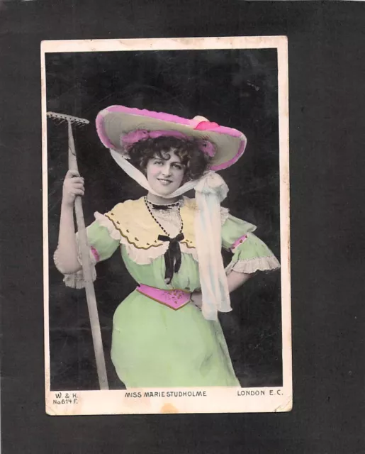 C0502 Glamour Miss Marie Studholme W&K PU1907 1d stamp vintage postcard