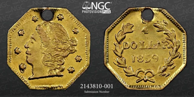 1859 G25C California Gold Octagonal Liberty Bg-702 Ngc Unc Details #2143810-001