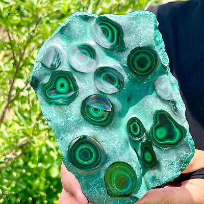 4.8LB Natural Beauty Shiny Green Bright Malachite Peacock eye Crystal From China