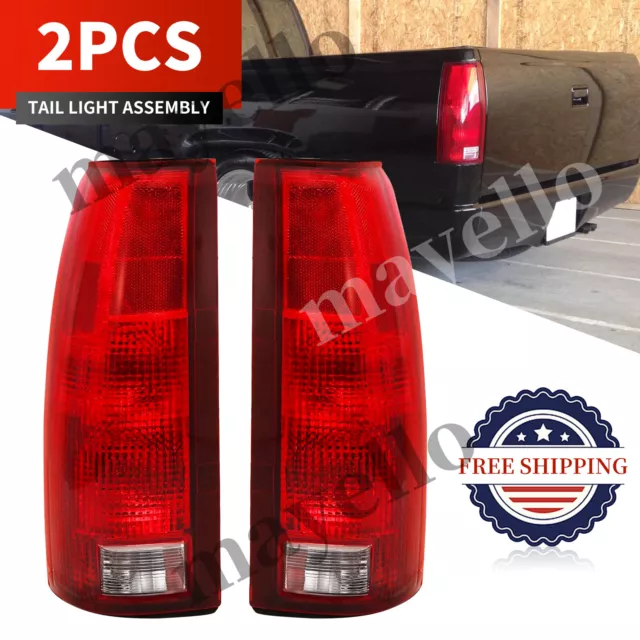 Pair Tail Lights For 1988-1999 Chevrolet K1500 GMC C1500 Red Lens Left and Right