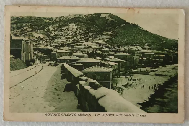 Cartolina Agnone Cilento Salerno Neve Viaggiata Anni '30 Formato Piccolo