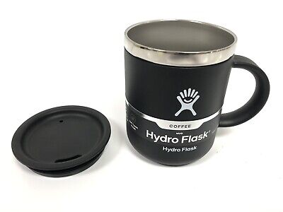 12 oz Hydro Flask Black Coffee Mug Cup w/ Sip Lid TempShield Insulated NEW