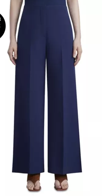 Lafayette 148 New York Wide Leg Ankle Pants navy size 6 Worth $328 NWT Linden