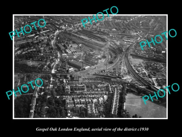 OLD POSTCARD SIZE PHOTO GOSPEL OAK LONDON ENGLAND DISTRICT AERIAL VIEW c1930