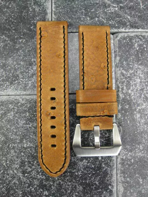 24 mm BRACELET EN CUIR DE VACHE LUNE NEUF bracelet de montre PAM marron pince