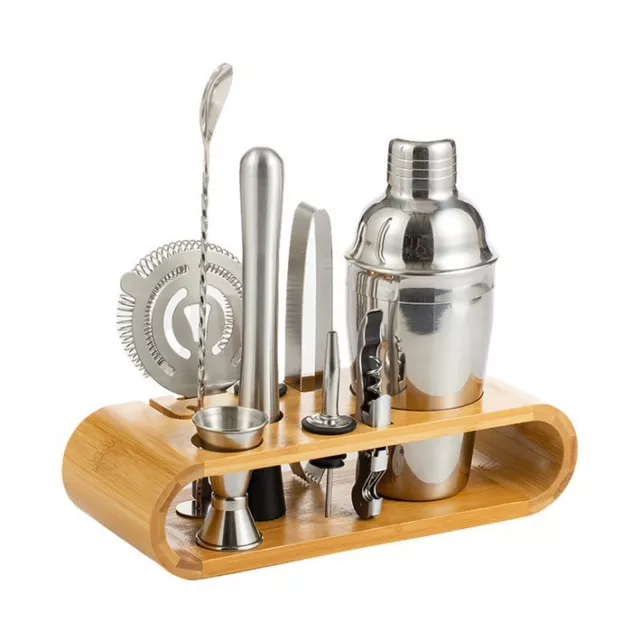 BOOC 9 PCS Cocktail Shaker Set Bartender Kit with Stand Bar Drink Mixer steel 2