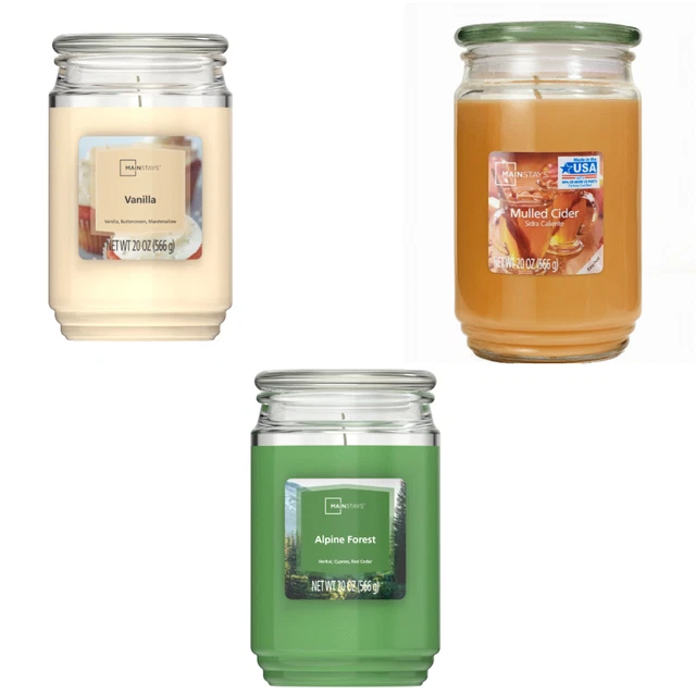 NEW Mainstays Scented Large Candle Jar Single Wick 3 Essences 20oz FREE SHIPPING