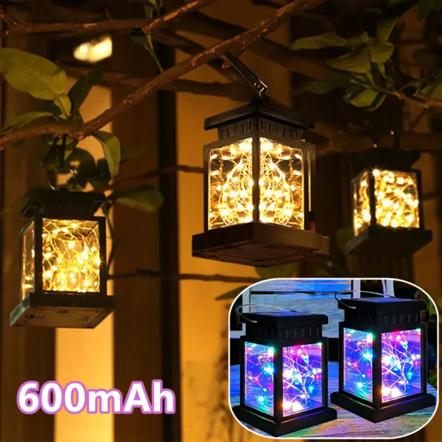 LED Solar Powered Hanging Lantern Lights Outdoor Garden Table Lamp Waterproof UK