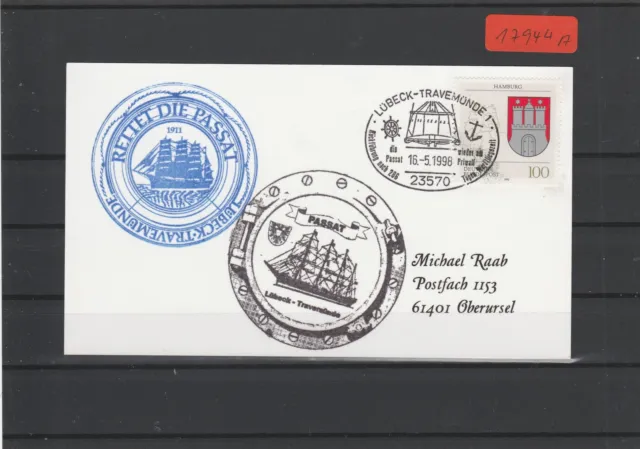 Ship postcard with ship stamp Passat 16.5.1998