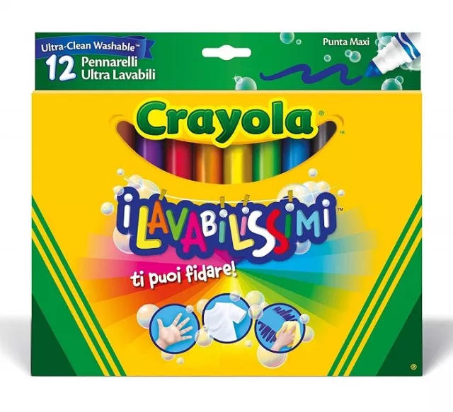 Crayola I Lavabilissimi Pennarelli Ultra Lavabili Punta Maxi Colori Assortiti 12