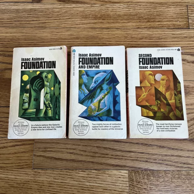 Isaac Asimov Foundation Trilogy Paperback Lot of 3 Avon Books VTG Printings 