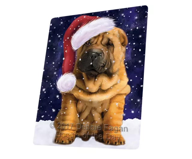 Let it Snow Christmas Holiday Shar Pei Puppy Dog Woven Throw Sherpa Blanket T30