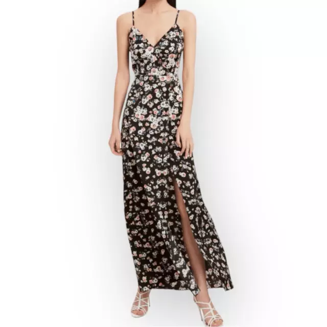 Intermix Raissa Silk Floral Print Maxi with Thigh High Slit Dress