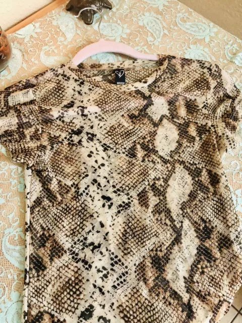 Windsor Mesh T Shirt Snake Print Animal Small Sheer Sexy See Through Cute Goth