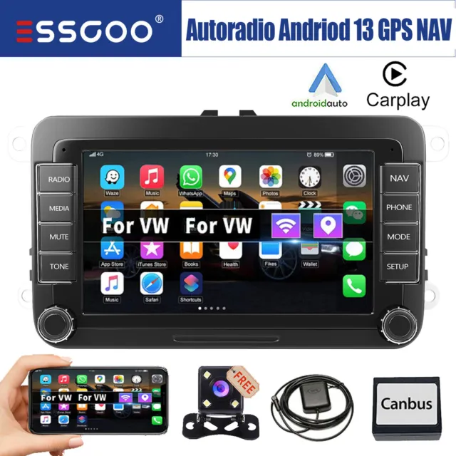 Autoradio 2DIN Android 13 Carplay GPS WiFi RDS CAM Per VW GOLF 5 6 Polo 6R Caddy