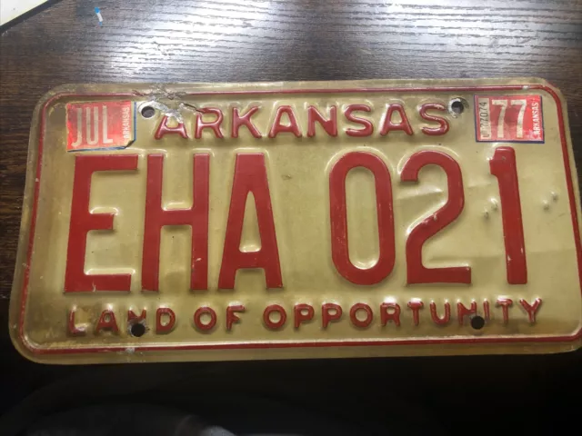 Arkansas 1977 License Plate # EHA 021