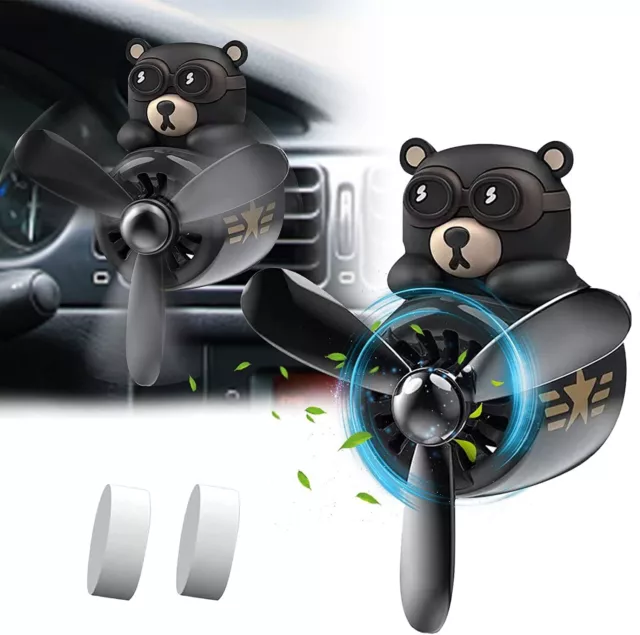 Bear Pilot Car Air Freshener Rotating Propeller Outlet Fragrance