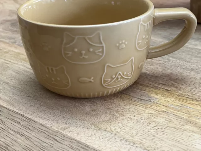 Ceramic Cat Mug And Dessert Plate Tan Cute Novelty 2