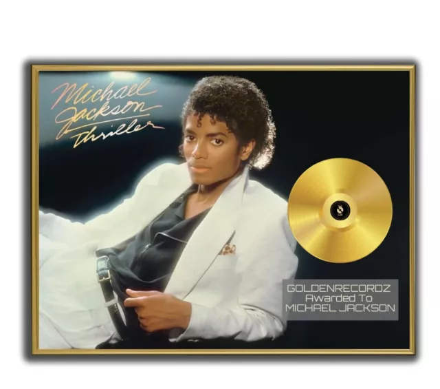 Póster de Michael Jackson, PÓSTER DE THRILLER DORADO/PLATINO CD, póster enmarcado