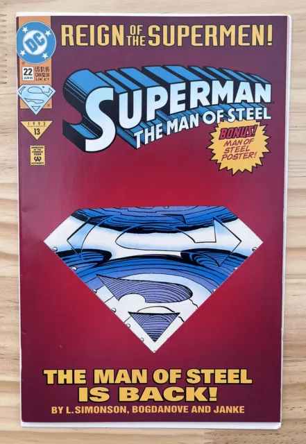 Superman: The Man of Steel #22 Die-Cut Cover 1993, DC Reign Supermen C4