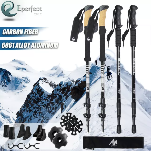 1 Pair Trekking Poles Walking Hiking Sticks Anti-shock Collapsible Alpenstock