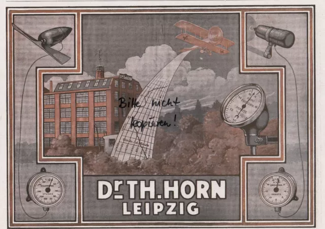 LEIPZIG, Werbung 1918, Dr. Th. Horn elektrische Messinstrumente Flugzeuge
