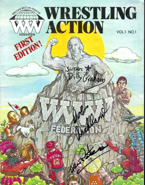 Superstar Billy Graham signed Original WWF Magazine  Volume 1  Backlund  Patera