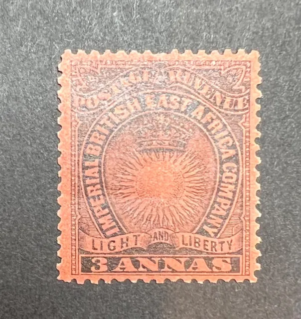 QV British East Africa Company SG 8 (1890-1895) 3a Black on Dull Red, MM