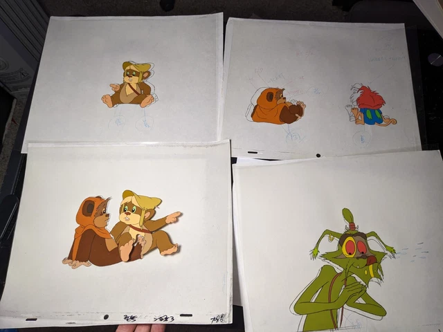 EWOKS animation cels BACKGROUND production art  Vtg Star Wars Toys Figures I11