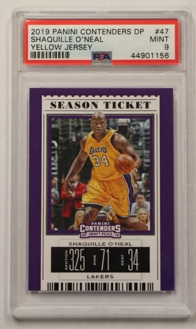 2019 Panini Contenders Draft Pick SHAQUILLE O'NEAL Yellow Jersey #47 PSA 9 Mint
