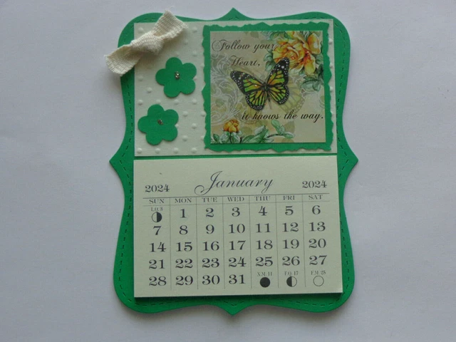 BUTTERFLY FOLLOW YOUR Heart 2024 Mini Magnetic Calendar Monthly Tear Of
