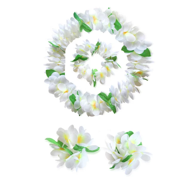 4 Pcs Station Balnéaire Casque De Leis Fleurs Tropicales Luau