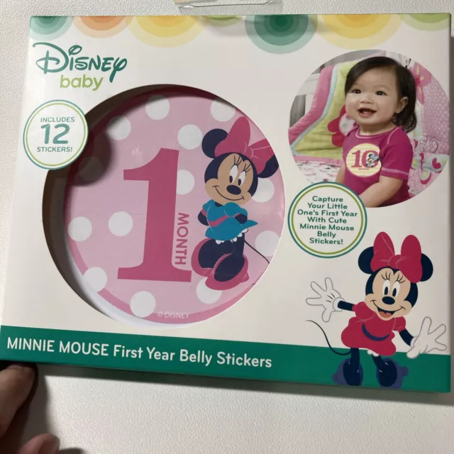 Round Disney Baby Minnie Mouse First Year Milestone Belly Stickers Girls 0-12