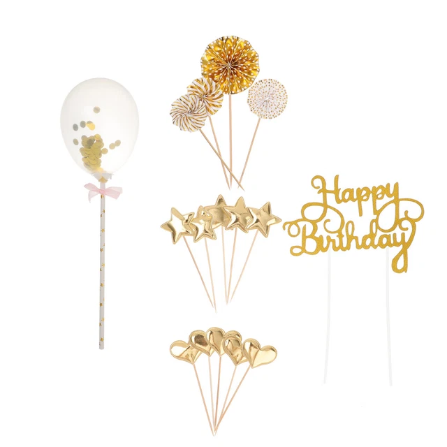 17 Pcs Fan Decorations Dessert Topper Cake Sticks Birthday Toppers Cakes Plug-in