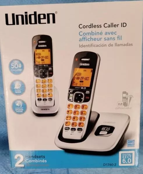 Uniden D1760-2 Expandable Cordless Phone DECT 6.0 1.9GHz, 2 Handset NEW