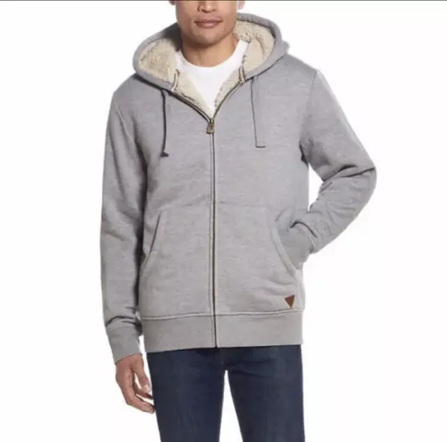Weatherproof Vintage Light Grey Men’s XL Sherpa Lined Full Zip Hoodie Jacket