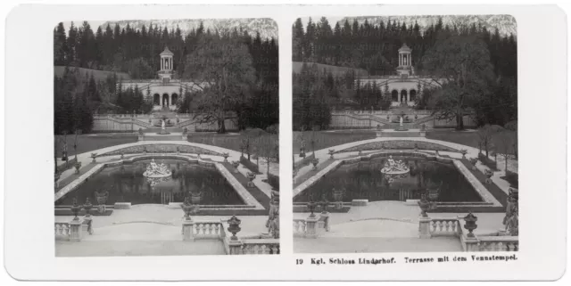 Stereophoto, Laifle & Co, Kgl. Schloss Linderhof. Terrasse um 1905