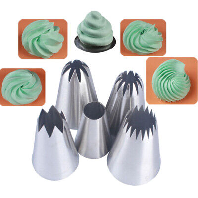 5 piezas / Juego Grande Crema Pastelera Rusa Ieng Piping Pastelería Boquilla Consejos.CJ