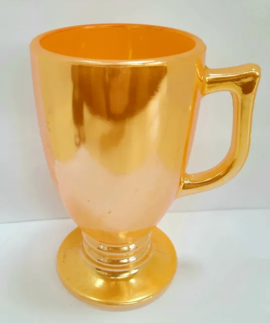 Vintage Fire King Peach Lusterware Iridescent 5 1/4" Coffee Cup Footed Mug
