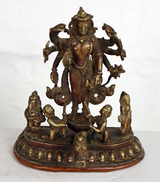 Antique Brass/Bronze Hindu God Lord Vishnu Statue Figure Deity Ganesha