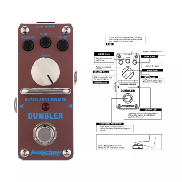 AROMA Dumbler Amp Simulator Mini Size Electric Guitar Effect Pedal True Bypass