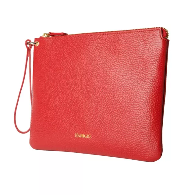 Pochette donna vera pelle rossa borsello da polso borsa a mano Made in Italy