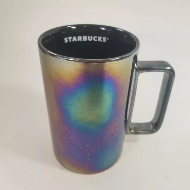 2021 Starbucks Oil Slick Coffee Tea Mug Black Purple Iridescent Mirror Tall 12oz