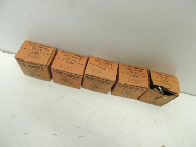 5 GLYNN JOHNSON BRUSHED CHROME FLOOR MOUNT DOOR STOPS,  DOME STOP, lot of 5 3