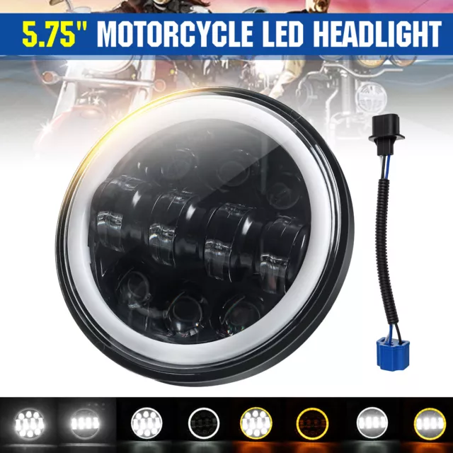 5.75" Motorcycle LED Headlight DRL Turn Signals For Cafe Racer Bobber Projector