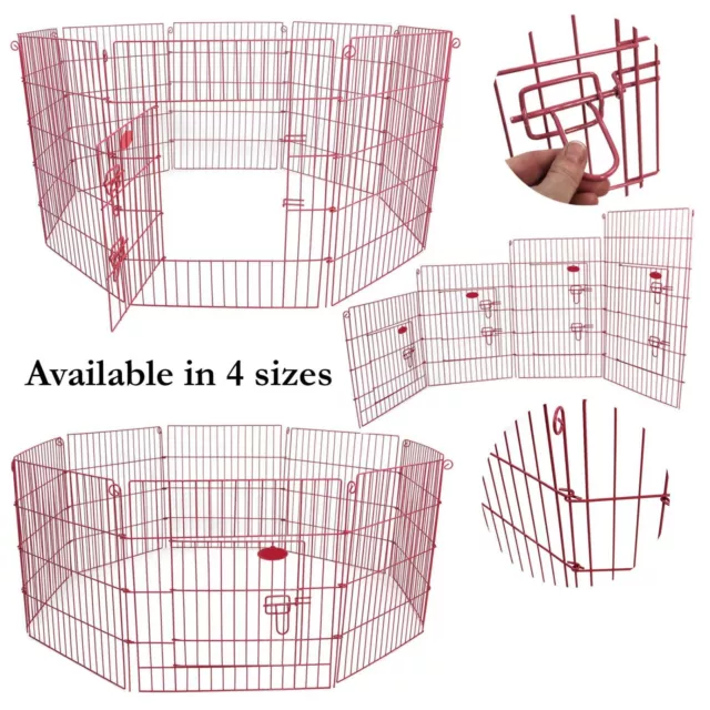 Pink Pet Dog Pen Puppy Rabbit Foldable Metal Playpen Enclosure Run Cage